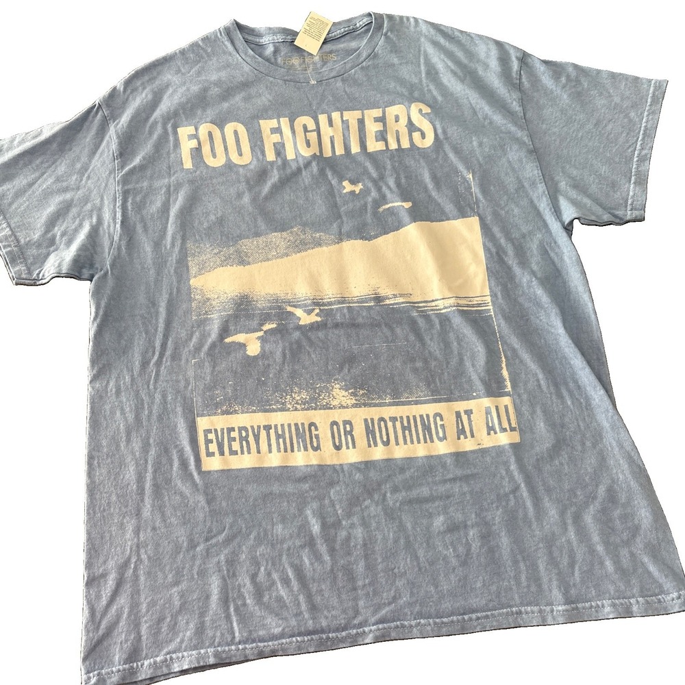 Foo Fighters Everything Or Nothing At All Band tee T Shirt Sz XL blue cotton